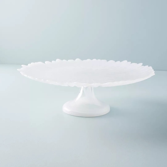 🎂🎂🎂 ANTHROPOLOGIE ALMA WHITE SWIRL LARGE GLASS CAKE STAND 🍰🧁🎂🥮